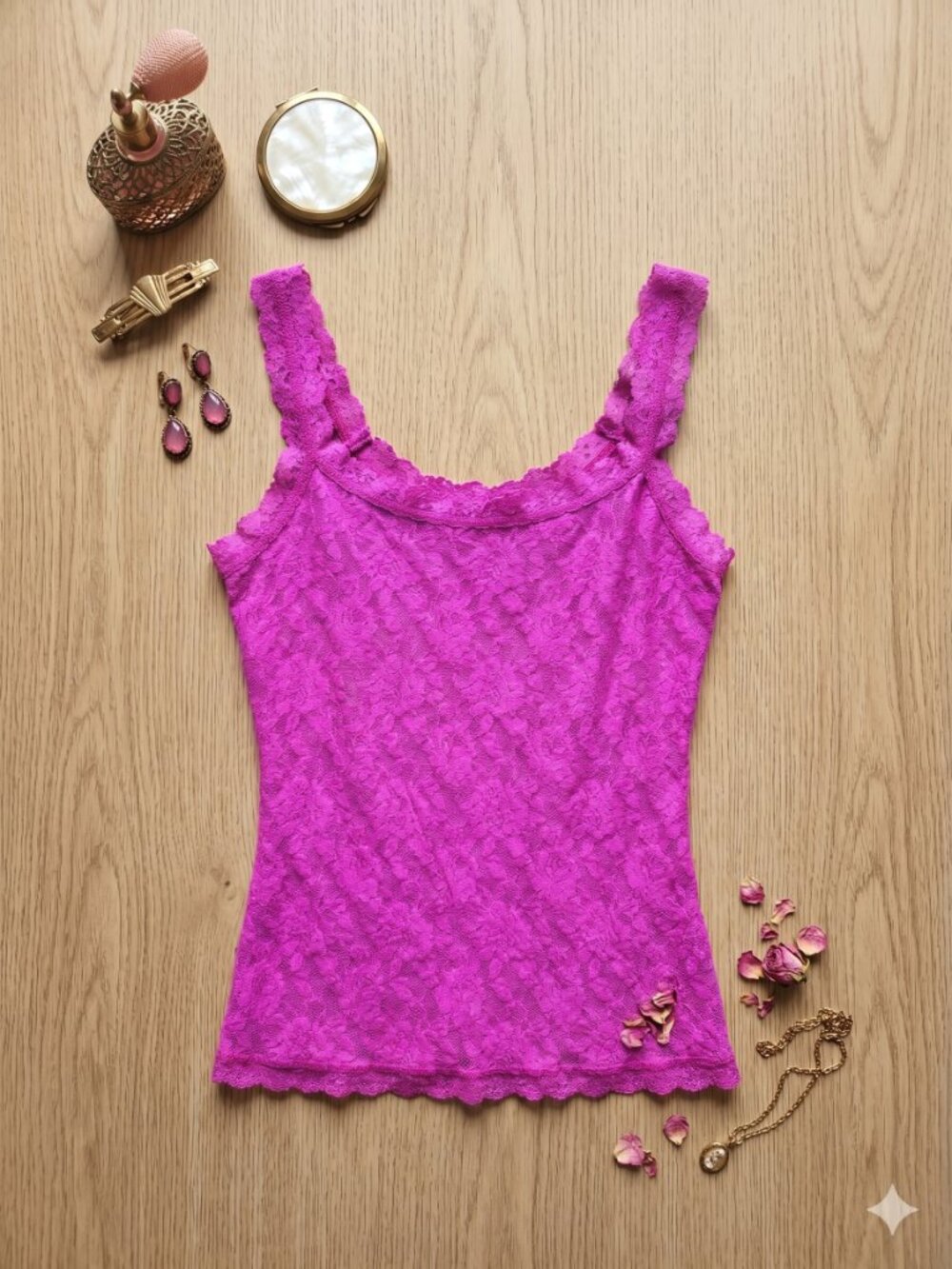 Hanky Panky Bright Magenta Lace-Trim Camisole